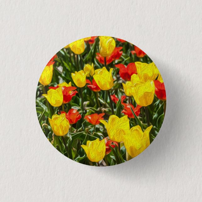 Red & Yellow Tulips Pinback Button (Front)