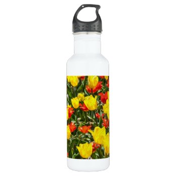 Red & Yellow Tulips Stainless Steel Water Bottle by Lasting__Impressions at Zazzle