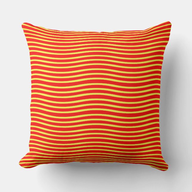 Red Yellow Wavy Lines Seamless Pattern Throw Pillow (Front)