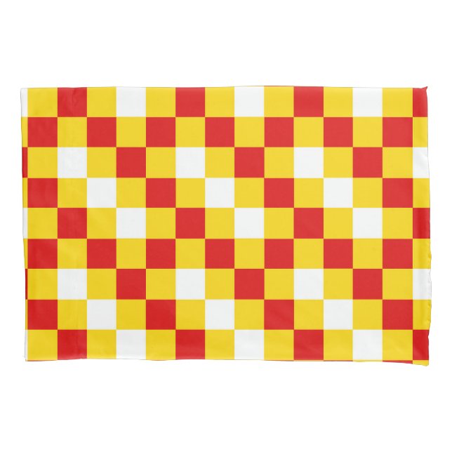 Red Yellow White Checkered Pattern Design  Pillow Case (Front)