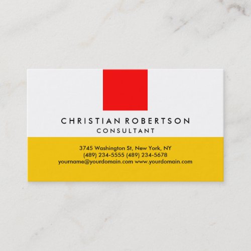 Red Yellow White Plain Modern Business Card