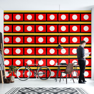 Red Yellow White Polka Peel and Stick Wallpaper Wallpaper
