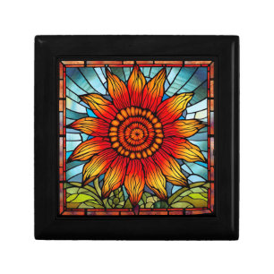 Red & Yellow Wildflower in Stained Glass Gift Box