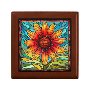 Red & Yellow Wildflower in Stained Glass Gift Box