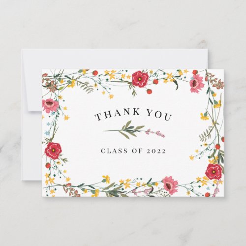 Red Yellow Wildflower Thank You Card