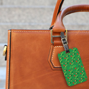 Red  yellow wildflowers green pattern Luggage Tag