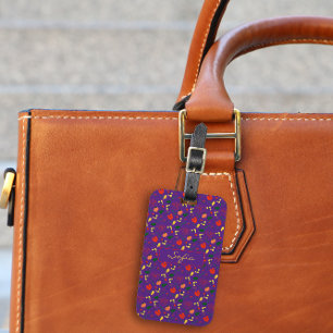 Red yellow wildflowers purple pattern Luggage Tag
