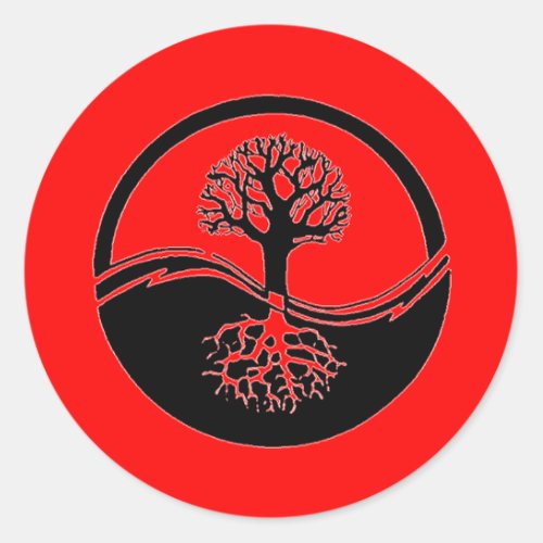 Red yin and yang symbol classic round sticker
