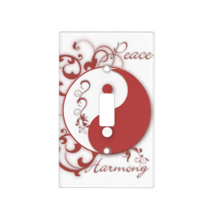 Red Yin and Yang with scrolls and swirls Light Switch Cover