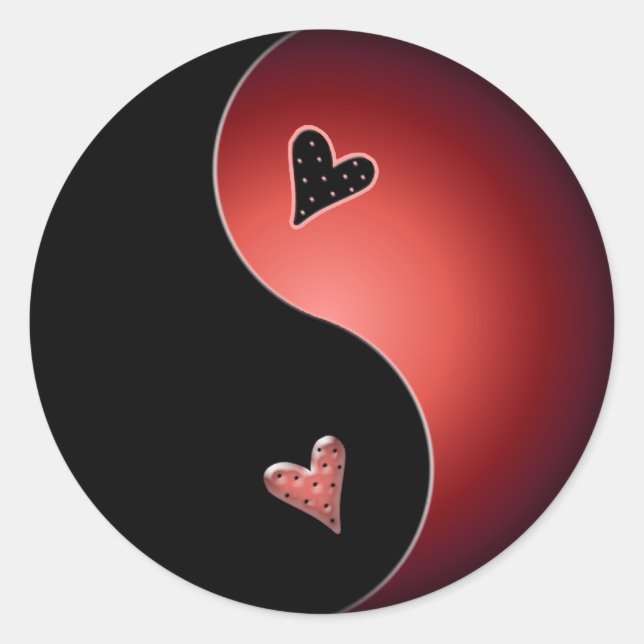 red yin yang classic round sticker (Front)