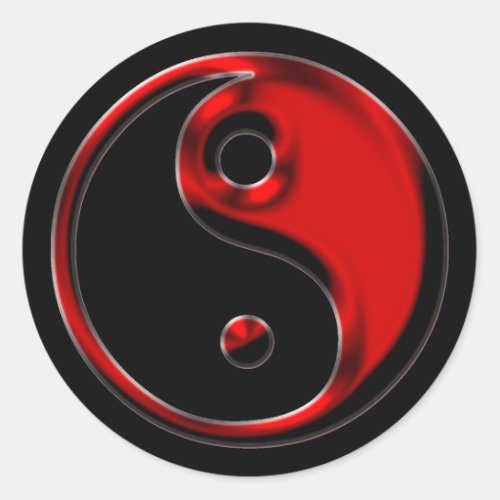 Red Yin Yang Classic Round Sticker