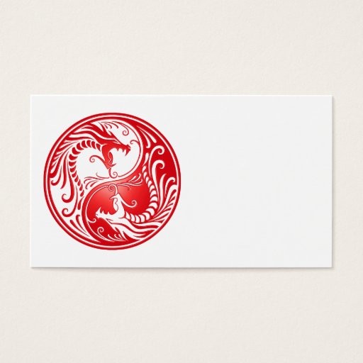 Customizable Red Yin Yang Dragons Business Card