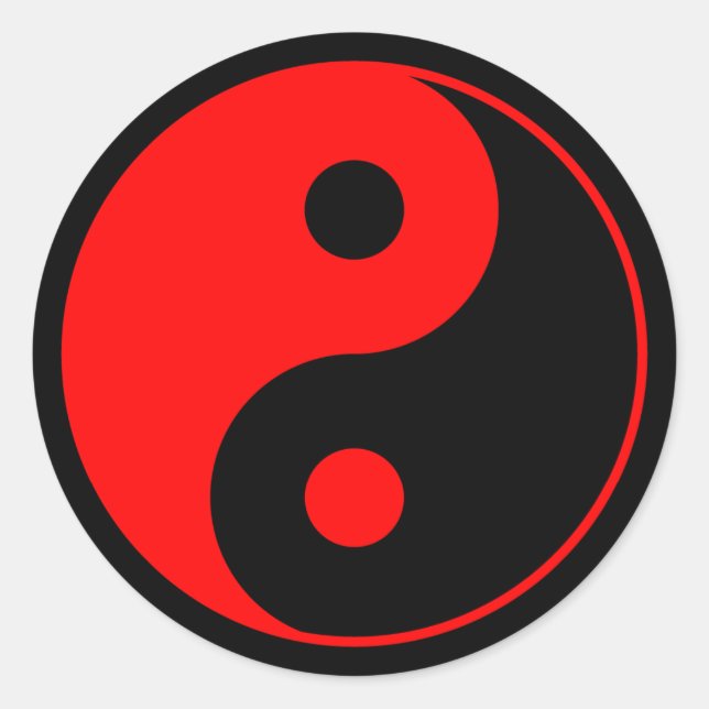 Red Yin Yang Symbol Classic Round Sticker (Front)