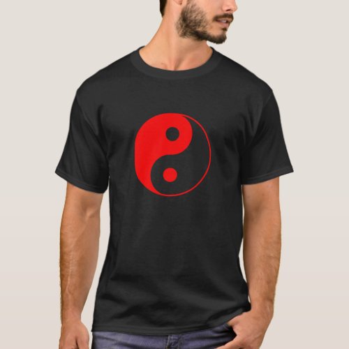 Red Yin Yang Symbol T_Shirt