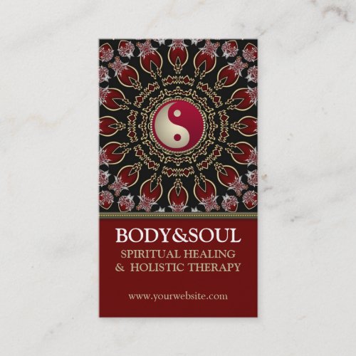 Red YinYang Eastern New Age Business Cards