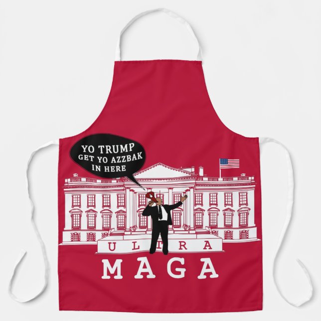 Red YO TRUMP Come Back | Ultra MAGA | Whitehouse Apron (Front)