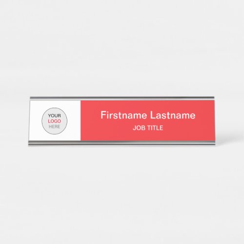 Red Your Logo Modern Desk Name Plate