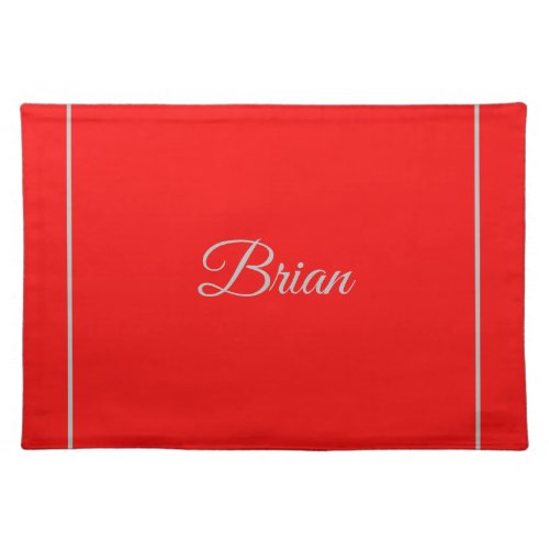 Red Your Name Minimalist Personal Modern Cloth Placemat