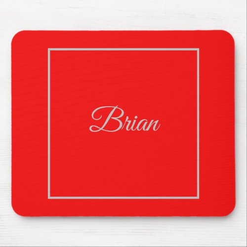 Red Your Name Minimalist Personal Modern Mouse Pad