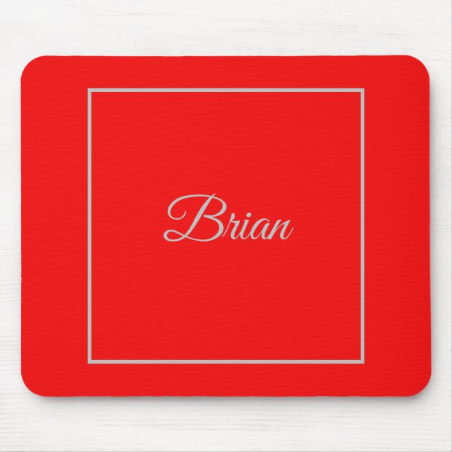 Red Your Name Minimalist Personal Modern Mouse Pad (Front)