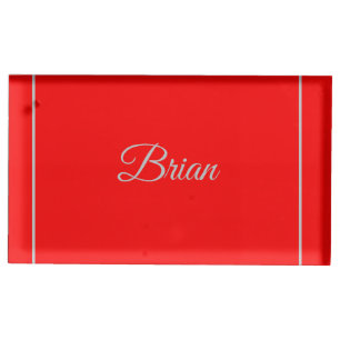 Red Your Name Minimalist Personal Modern Place Card Holder