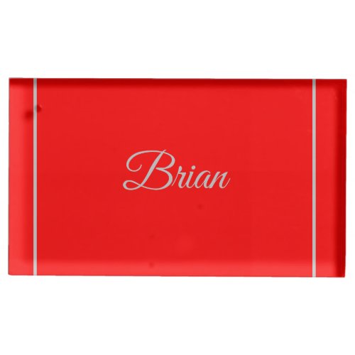 Red Your Name Minimalist Personal Modern Place Card Holder