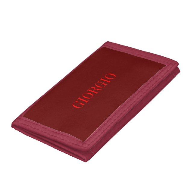 Red Your Name Minimalist Personal Modern Trifold Wallet (Bottom)