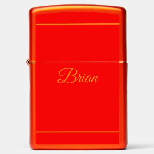 Red Your Name Minimalist Personal Modern Zippo Lighter