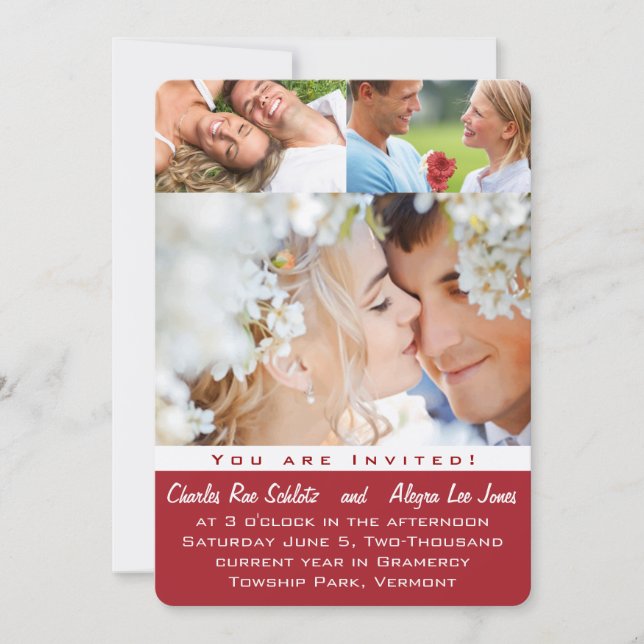 Red Your Photo Wedding Invitations (Front)