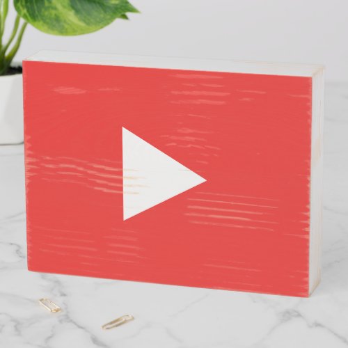 Red YouTube Play Button Wooden Box Sign