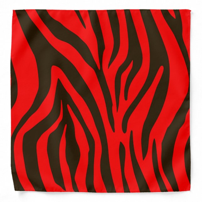 Red zebra animal print pattern bandana (Front)