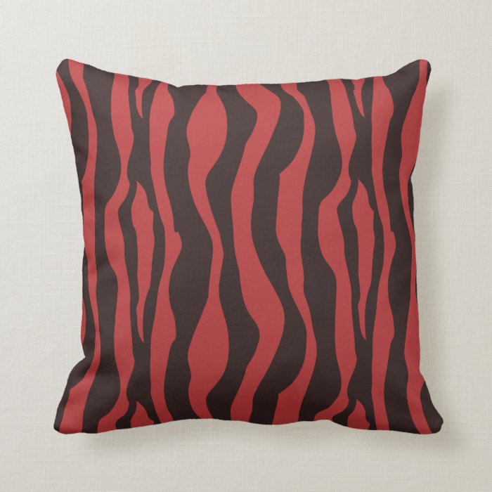 Red Zebra Animal Print Throw Pillows