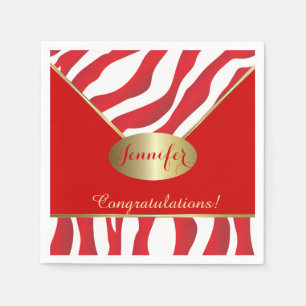 Red Zebra Animal Stripe Design Napkins