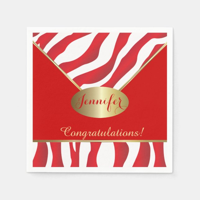 Red Zebra Animal Stripe Design Napkins (Front)