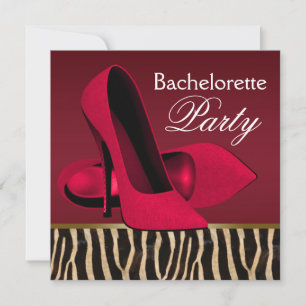 Red Zebra Bachelorette Party Invitations