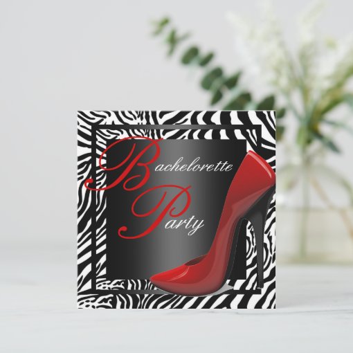 Red Zebra Bachelorette Party Invitations Zazzle