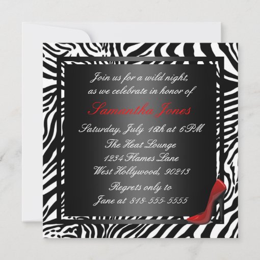 Red Zebra Bachelorette Party Invitations Zazzle