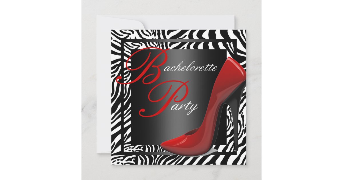 Red Zebra Bachelorette Party Invitations | Zazzle