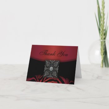 Red Zebra Black Thank You Cards by decembermorning at Zazzle