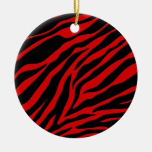 red zebra ceramic ornament