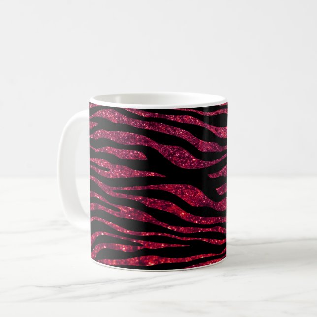 Red Zebra, Glitter Zebra, Zebra Print, Stripes Coffee Mug (Front Left)