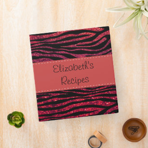 Red Zebra, Glitter Zebra, Zebra Print, Your Name Binder