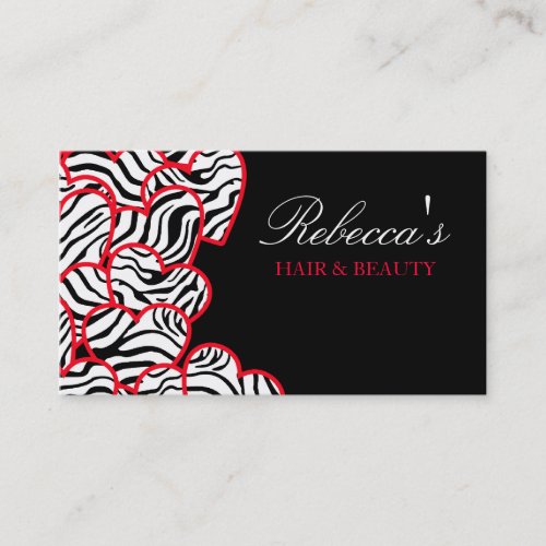 Red zebra Hearts Design Business Card