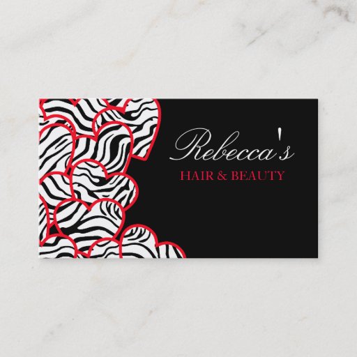 Customizable Red zebra Hearts Design Business Card