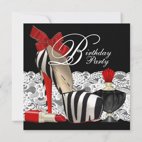 Red Zebra High Heel Shoes Black Red Zebra Party Custom Announcement