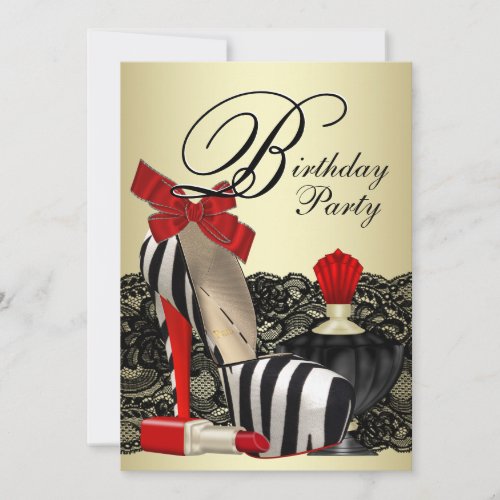 Red Zebra High Heel Shoes Red Zebra Party Invitation
