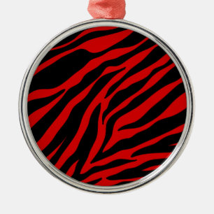 red zebra metal ornament