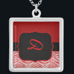 Red Zebra Monogram Necklace Template<br><div class="desc">Beautiful Red Zebra Monogram Necklace Template,  just customize with desired initial.   Purchase for yourself,  or as a Christmas gift,  Birthday gift,  or as a Bridesmaid gift!</div>