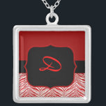 Red Zebra Monogram Necklace Template<br><div class="desc">Beautiful Red Zebra Monogram Necklace Template,  just customize with desired initial.   Purchase for yourself,  or as a Christmas gift,  Birthday gift,  or as a Bridesmaid gift!</div>