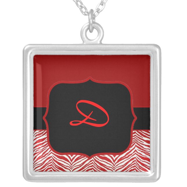 Red Zebra Monogram Necklace Template (Front)